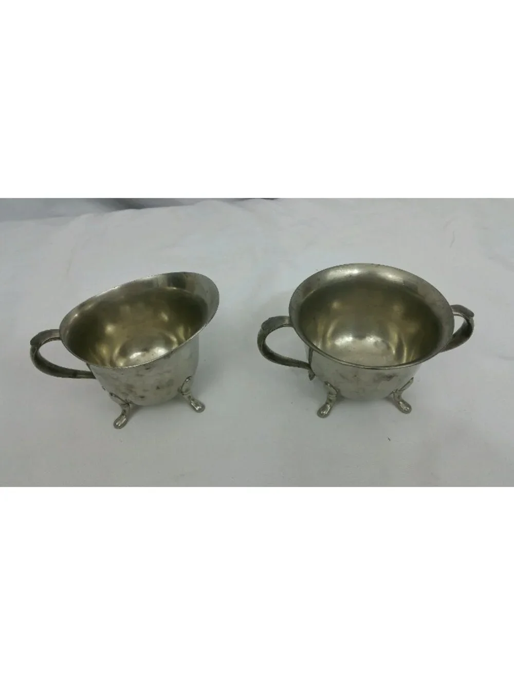 Revere Benedict Pewter Cream and Sugar Bowls Footed Service Set Metal Decor